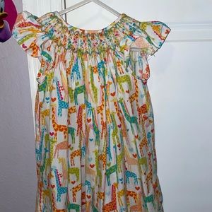 Petit Bebe smocked giraffe dress